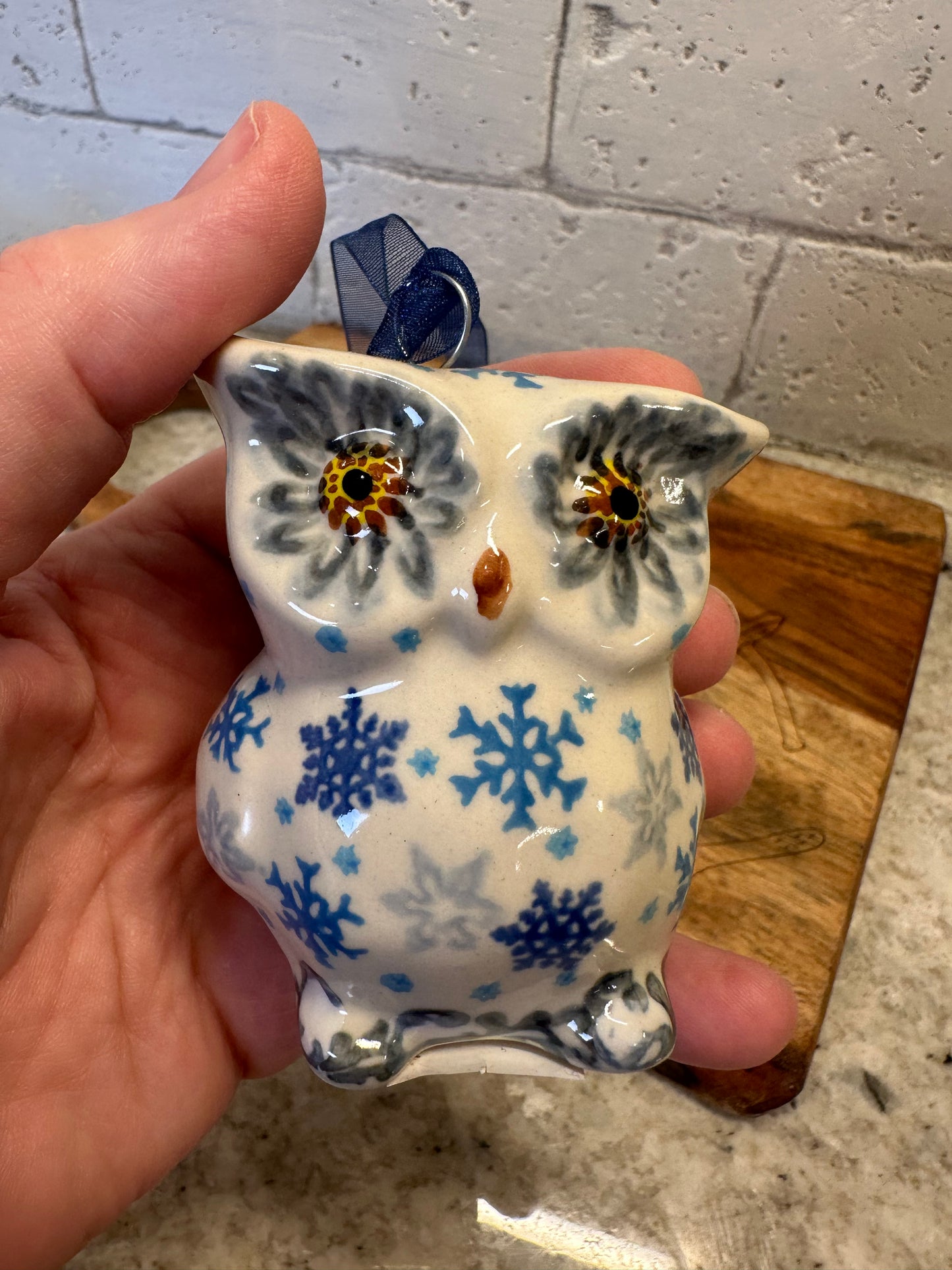 Kalich, Blue Snowflake, Owl Ornament