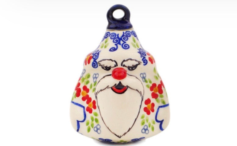 Manufaktura, Red Chains, Santa Christmas Ball Ornament 4"
