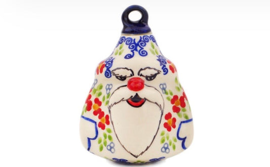 Manufaktura, Red Chains, Santa Christmas Ball Ornament 4"