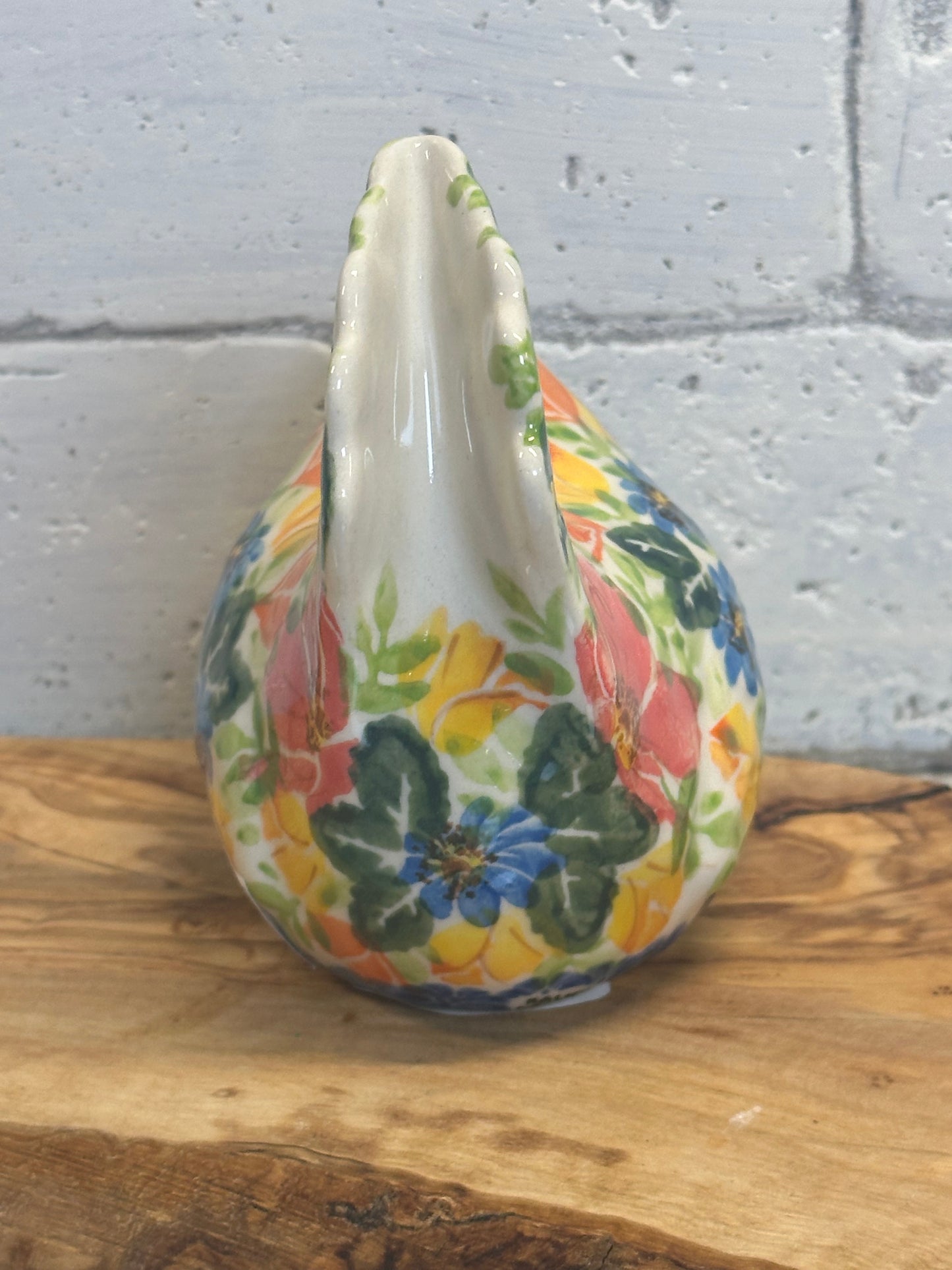 Kalich Art Level A2, Pink Magnolia, Blue, Yellow Floral Hen Figurine