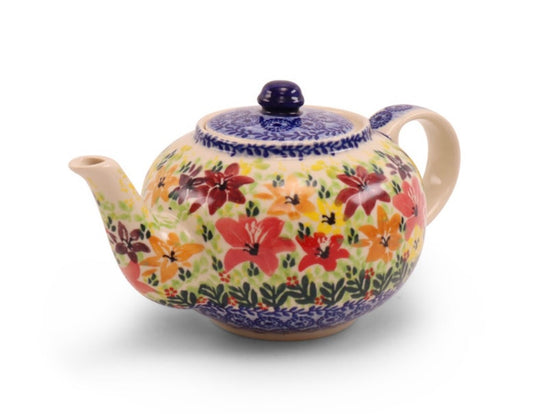 Ceramika Amfora Polish Pottery, Signature Unikat, Splash of Lilies, Teapot 24 oz