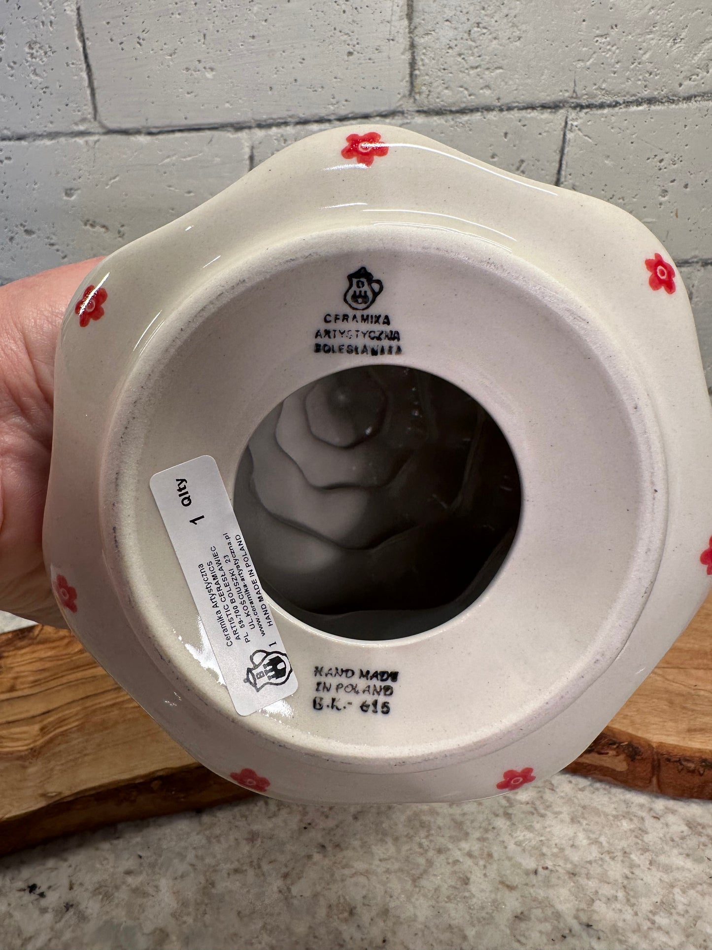 Ceramika Artystyczna Polish Pottery, Red Floral 10" Tree