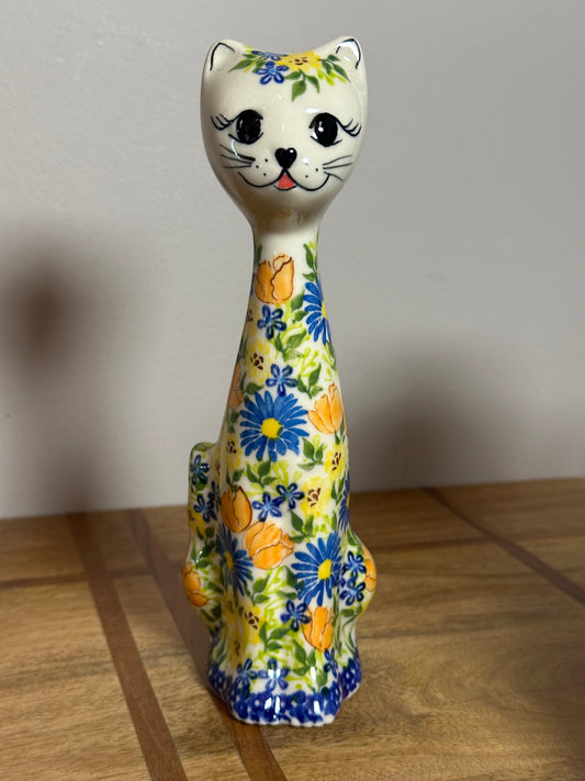 Kalich, Unikat Art Level 1, Blue, Peach, Yellow Floral Cat