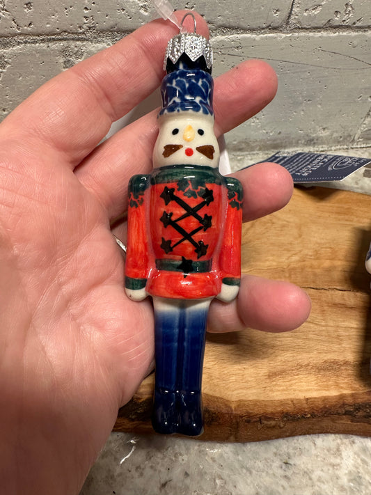 Kalich Polish Pottery Art Level, Red Nutcracker Ornament