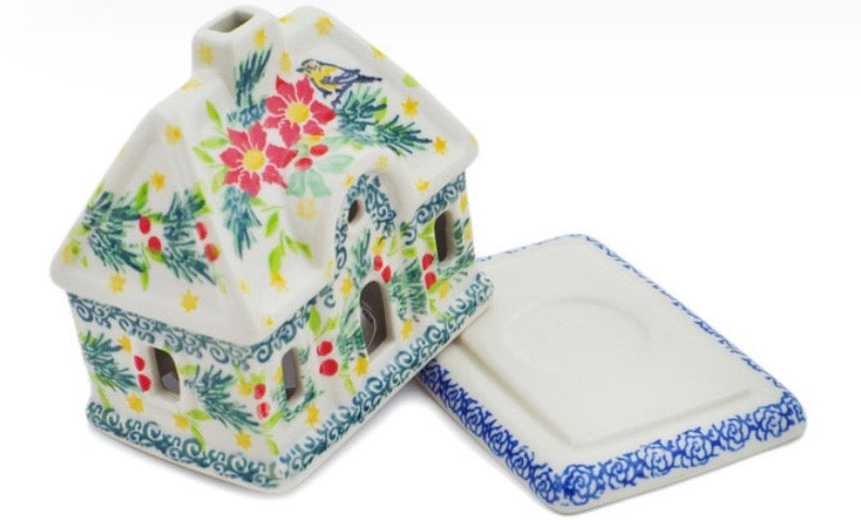 Ceramika Artystyczna, Unikat 5067, Festive Avian Delight, House Shaped Luminary