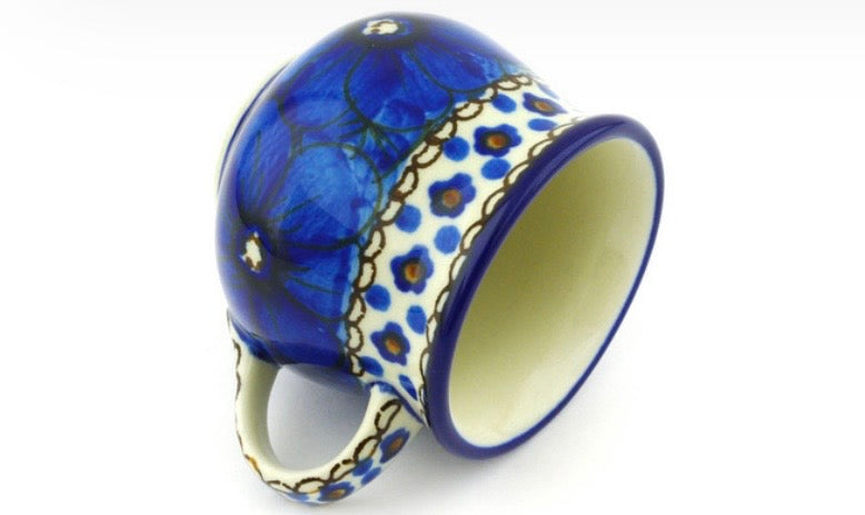 Ceramika Artystyczna, Unikat U408, Cobalt Poppies, Espresso Cup & Saucer