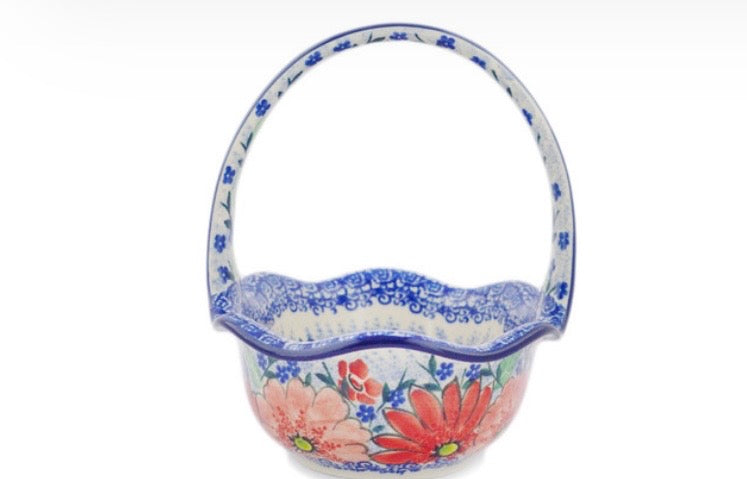 Ceramika Artystyczna, U5137 Peak Of Perfection, Basket with Handle 8"