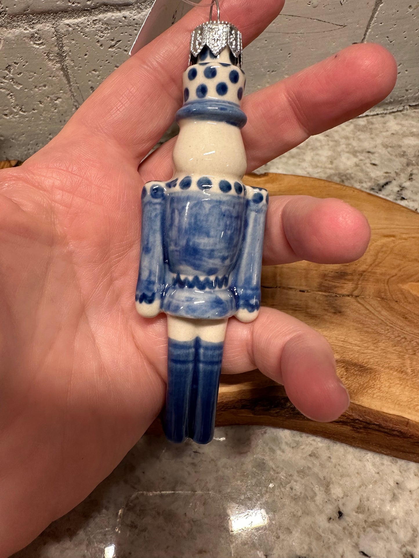 Kalich Polish Pottery, Art Level, Blue Nutcracker Ornament
