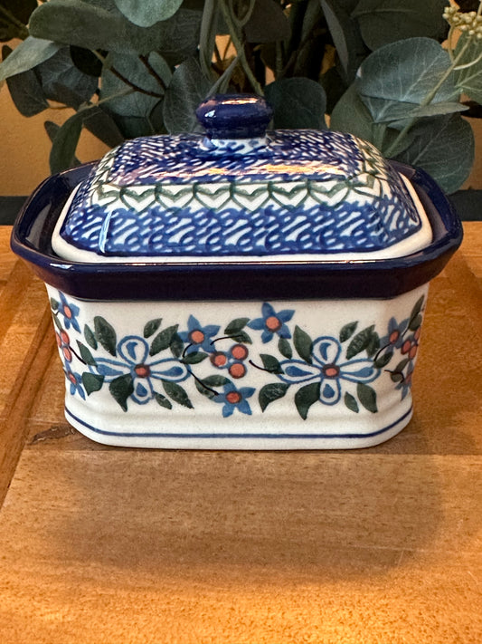 Ceramika Artystyczna Polish Pottery, Spring Garden Rectangular Covered Box