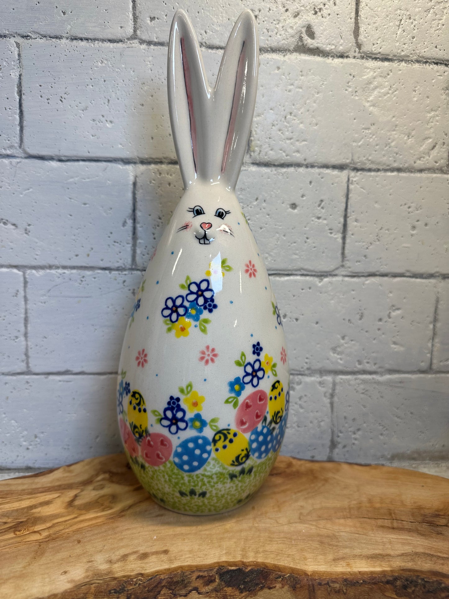 Vena, Flowers and Egg Patch, Large Bunny Figurine  11"