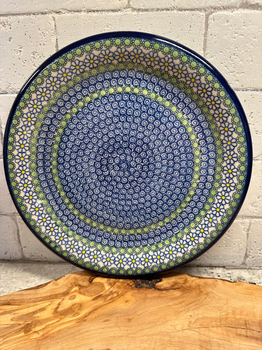 Kalich Polish Pottery, Art Level, Blue, Green, Daisy Dinner Plate