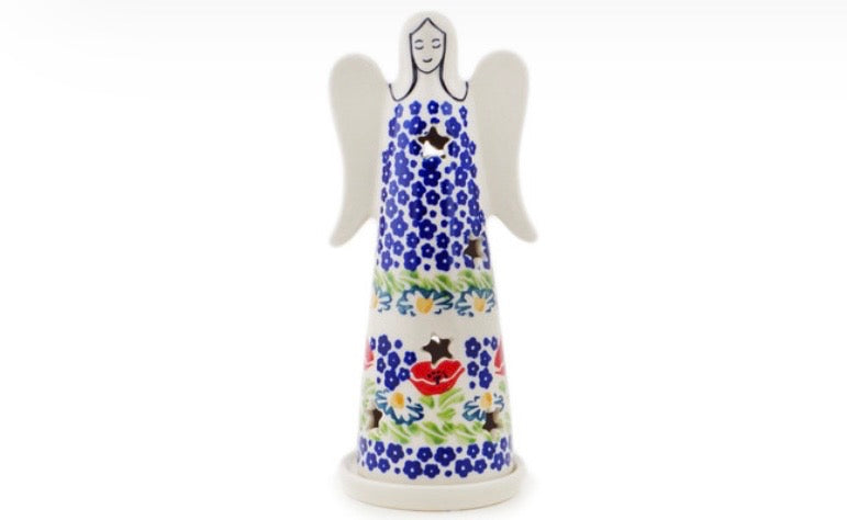 Manufaktura, Unikat, Wild Poppies, Angel Luminary Figurine 8"