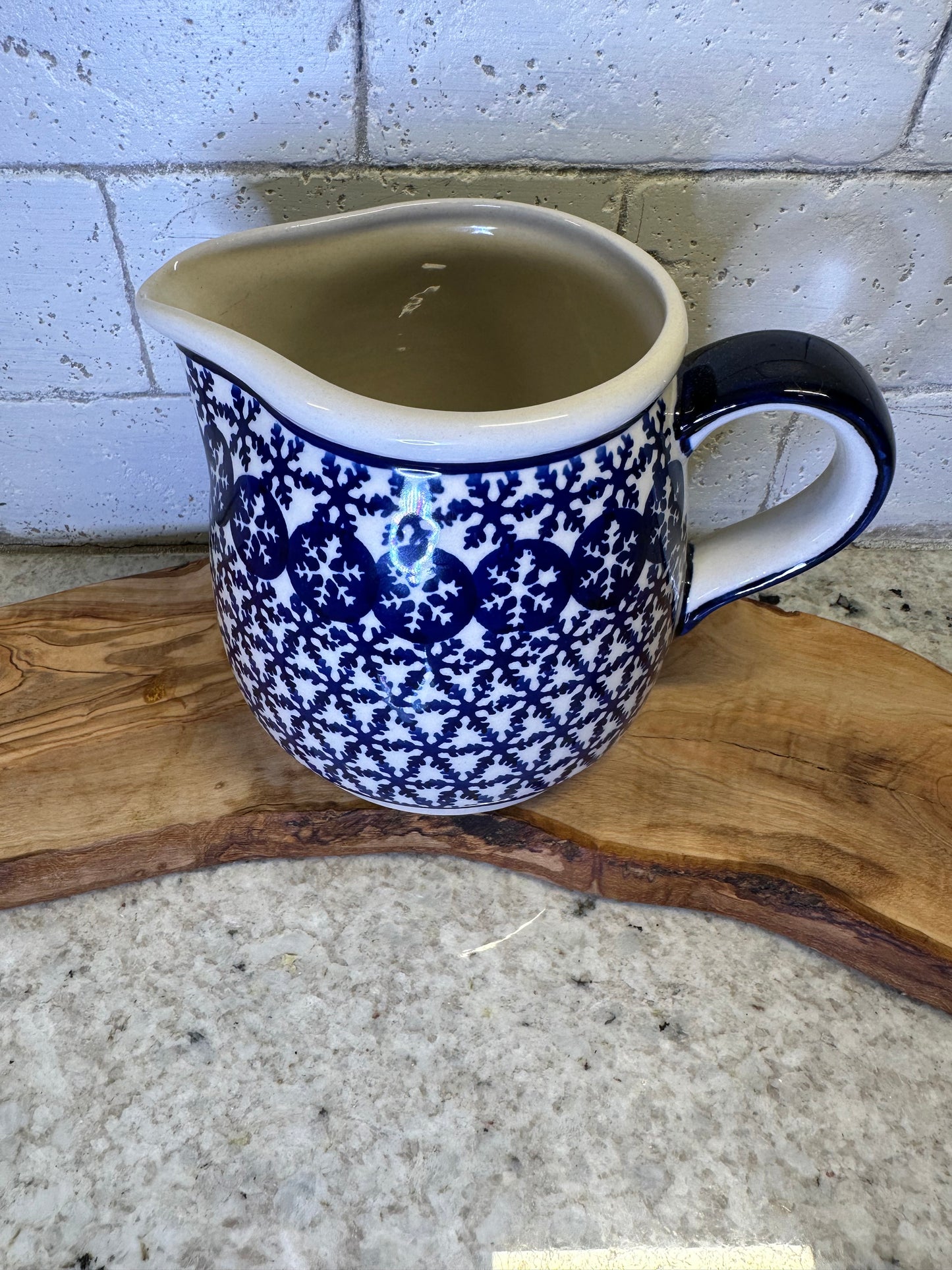Zaklady Polish Pottery, Snowflake Pitcher Preowned