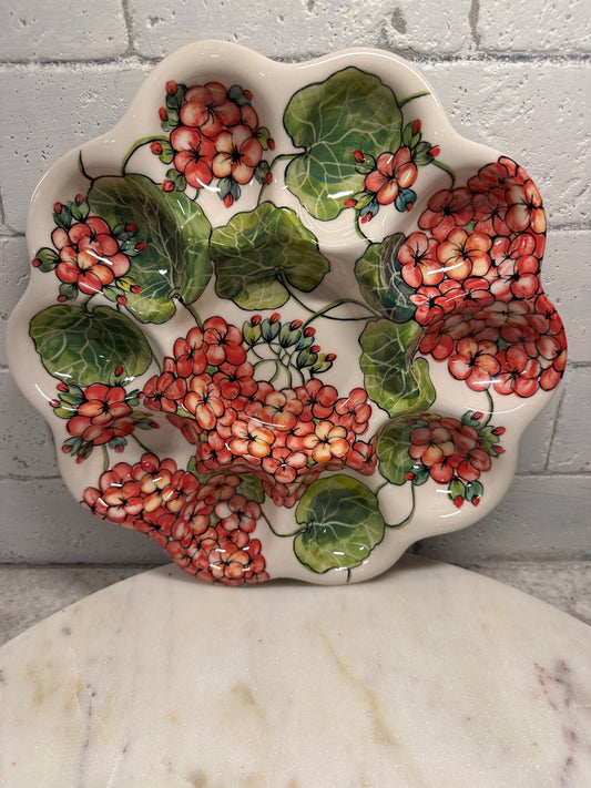Millena Polish Pottery, Unikat Hydrangea, 10" Egg Plate