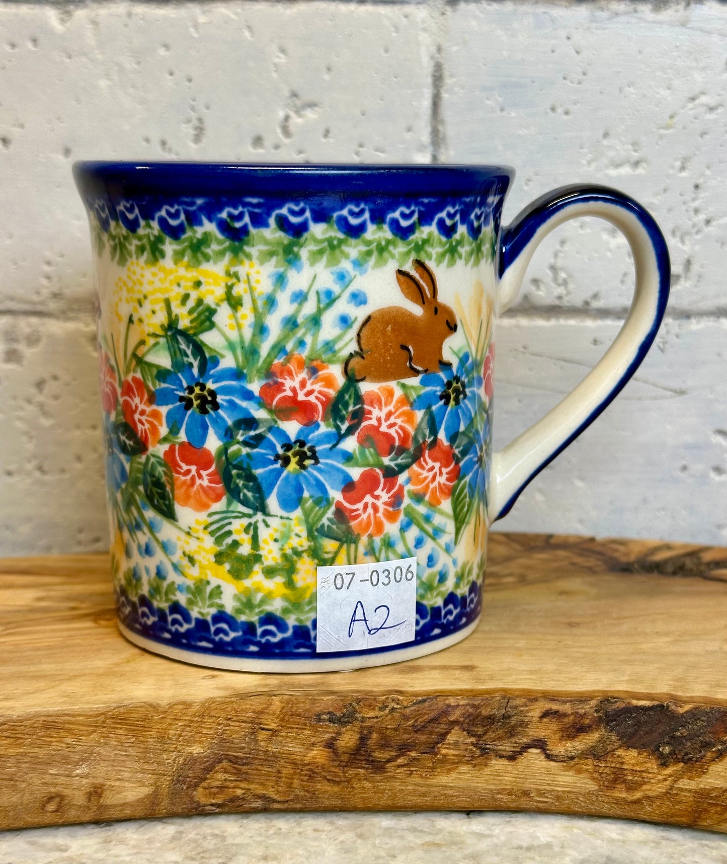 Kalich, Colorful Flowers, Brown Bunny, Straight Mug 10 oz