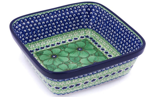 Ceramika Artystyczna, U408D, Key Lime Dreams, Square Bowl/Baker 8"