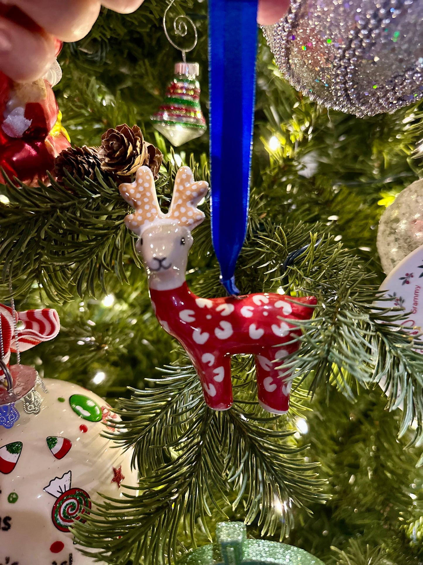 Manufaktura Red Blossom Reindeer Ornament