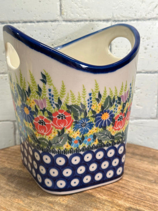 Kalich Polish Pottery, Unikat Medium Basket/Utensil Holder