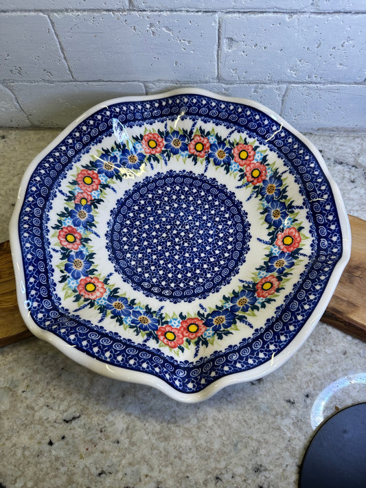 Kaola Studios Polish Pottery, Signature Unikat, Summer Wreath, 11" Wavy Shallow Bowl