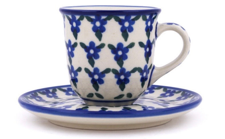 Ceramika Artystyczna, Blue Mandala, Espresso Cup with Saucer