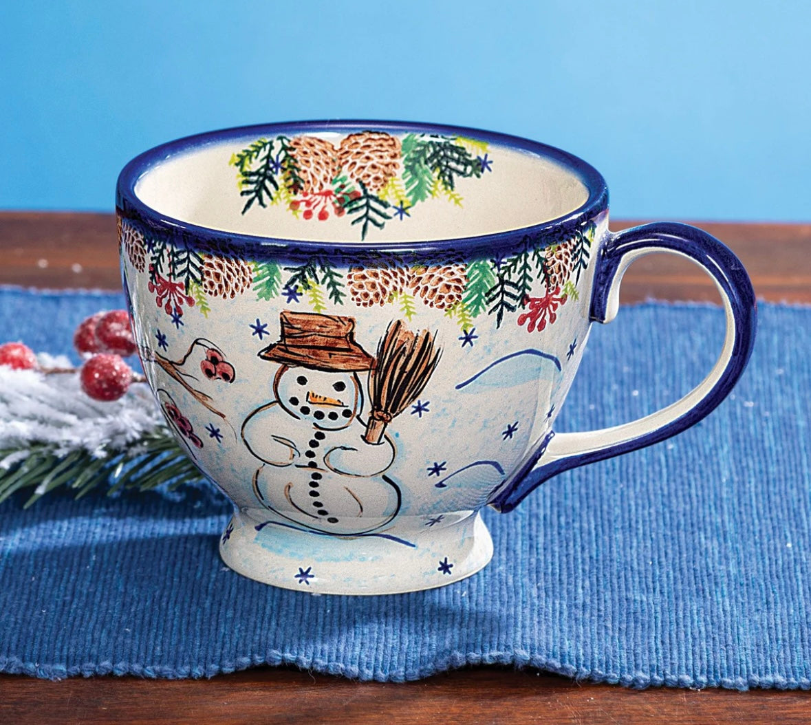Kalich, Snowman and Cardinal Large Pedestal Tea Cup