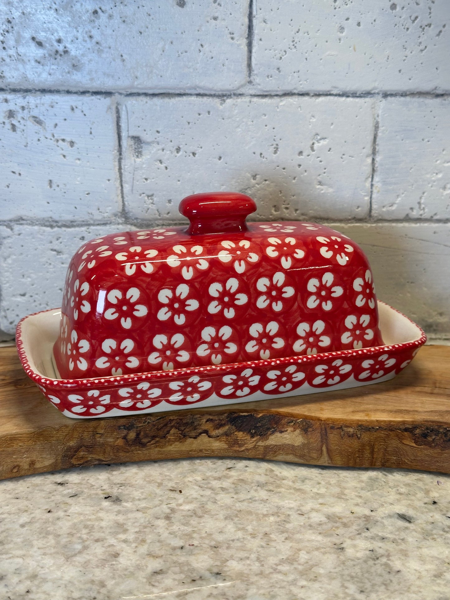 Manufaktura, Red Blossom, Butter Dish