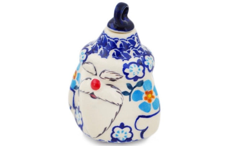 Manufaktura, Unikat Blue Chain, Santa Christmas Ball Ornament 4"