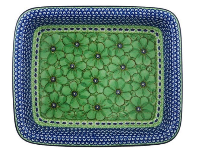 Ceramika Artystyczna, U408D, Key Lime Dreams, Rectangular Baker 14"