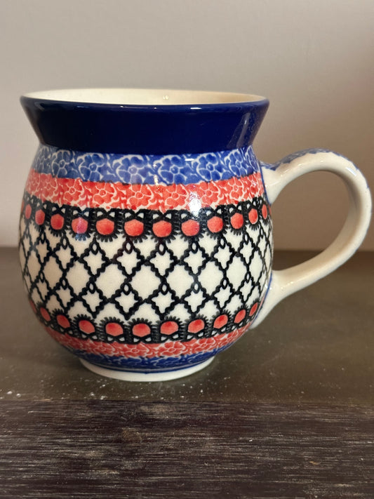 Ceramika Artystyczna, Unikat U8678A, Crimson Circles, Bubble Mug