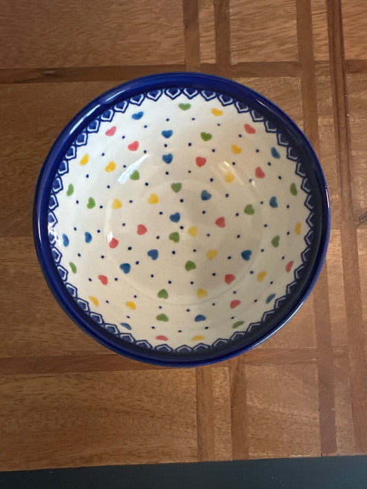Kalich Polish Pottery Colorful Hearts 5" Bowl