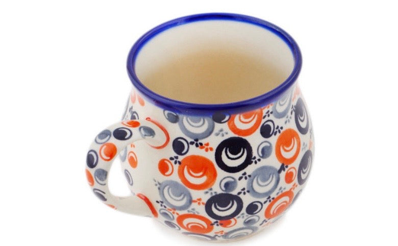 Ceramika Bona, Unikat Orange Peacock Eye, Bubble Mug,, 21 oz