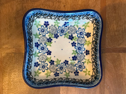 Ceramika Artystyczna Polish Pottery, Square Small Bowl/Plate