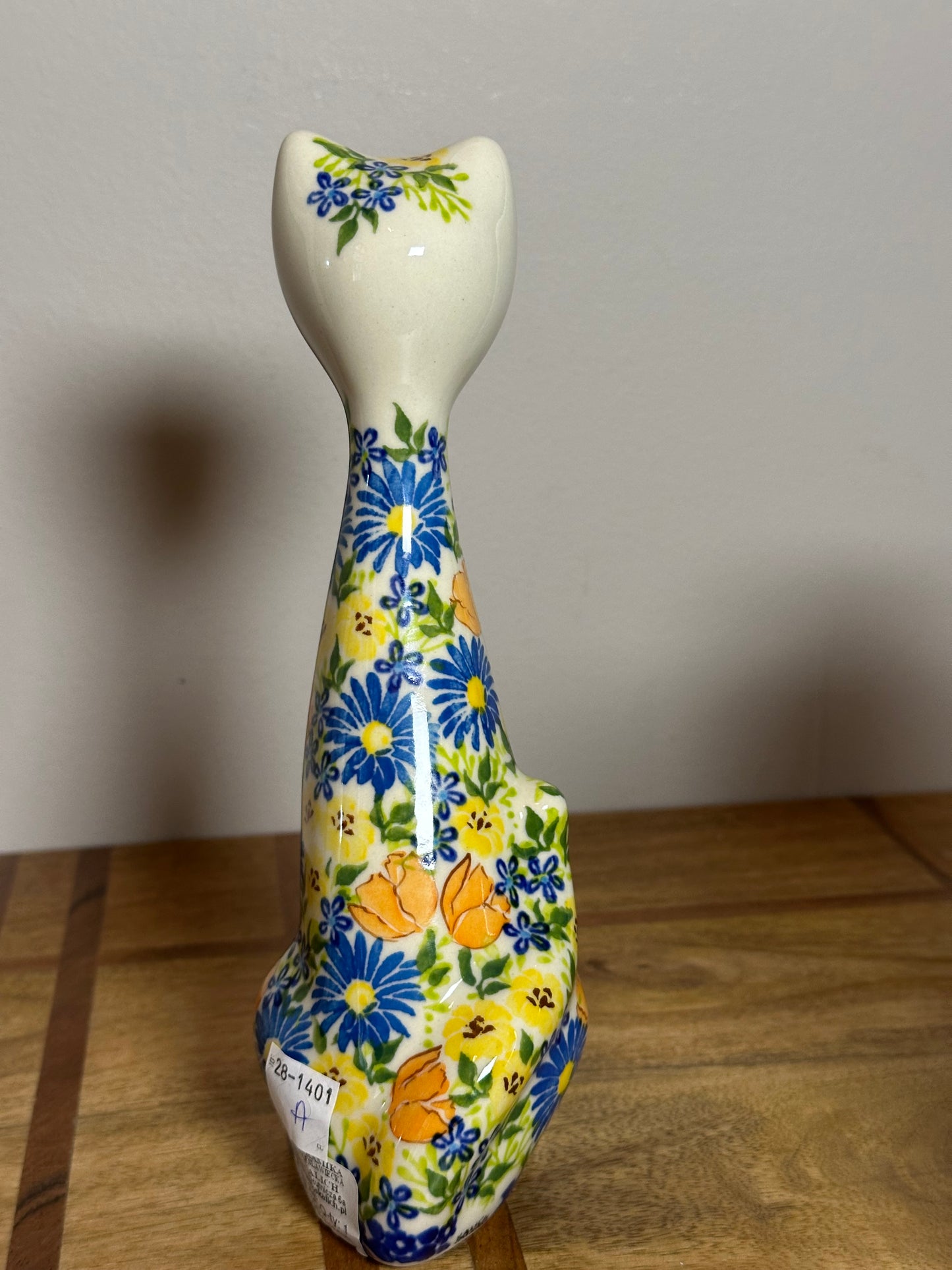 Kalich, Unikat Art Level 1, Blue, Peach, Yellow Floral Cat