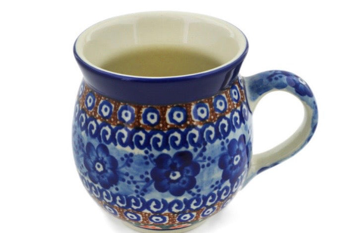 Ceramika Artystyczna, Unikat U57A,  Dancing Blue Poppies, Mug