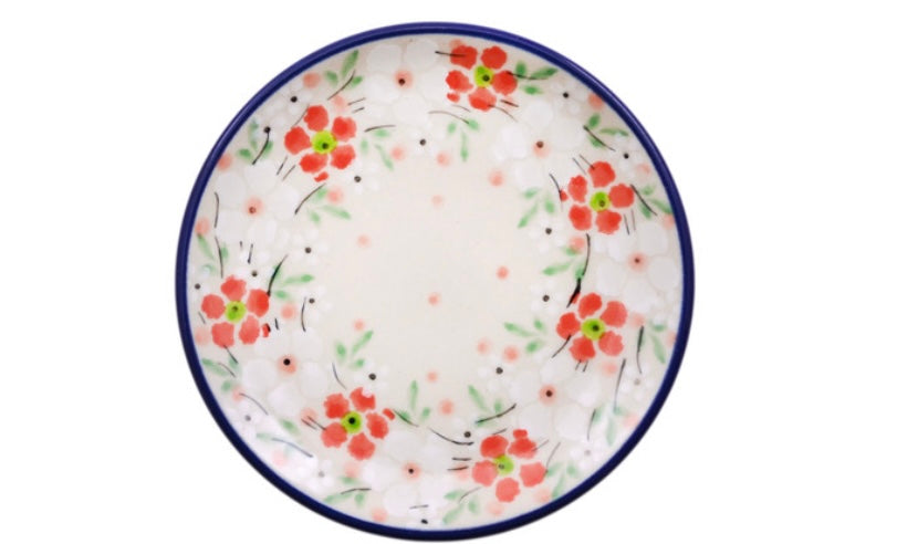 Ceramika Artystyczna Polish Pottery, Blushing Blooms, Mini Plate/Coaster