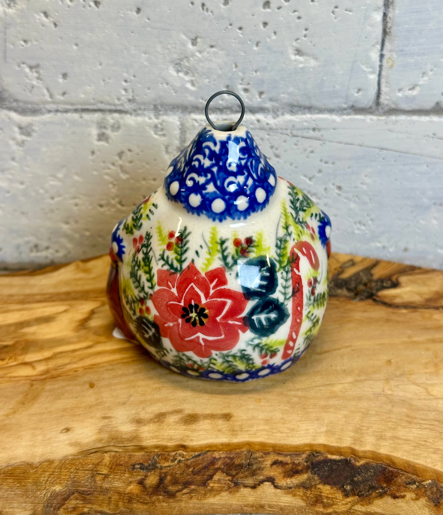 Vena, Poinsettia and Candycane Love, Chubby Santa Ornament