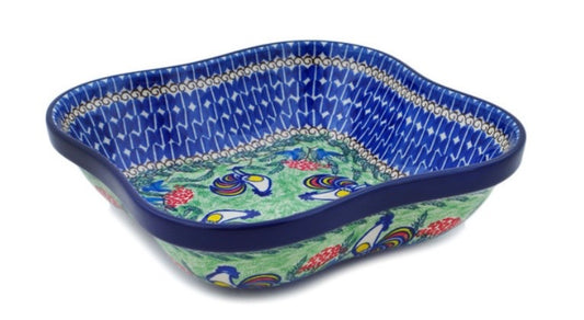 Ceramika Artystyczna, Summer Rooster, Square Bowl 10"