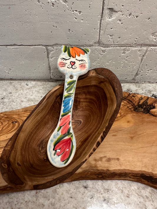 Vena Polish Pottery, Tulip Delight, Cat Spoon