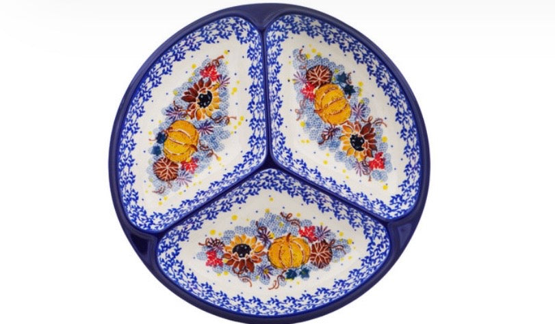 Ceramika Artystyczna, U4741 Autumn Falling Leaves,  Divided Dish