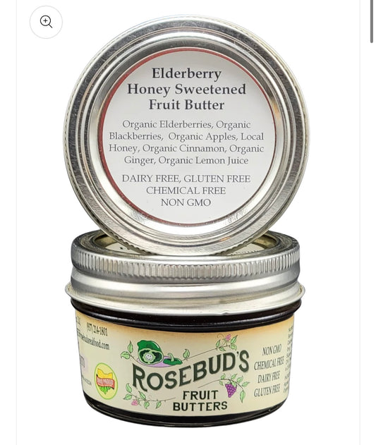 Rosebud's Real Food, Elderberry Honey-Sweetened Fruit Butter 4 oz