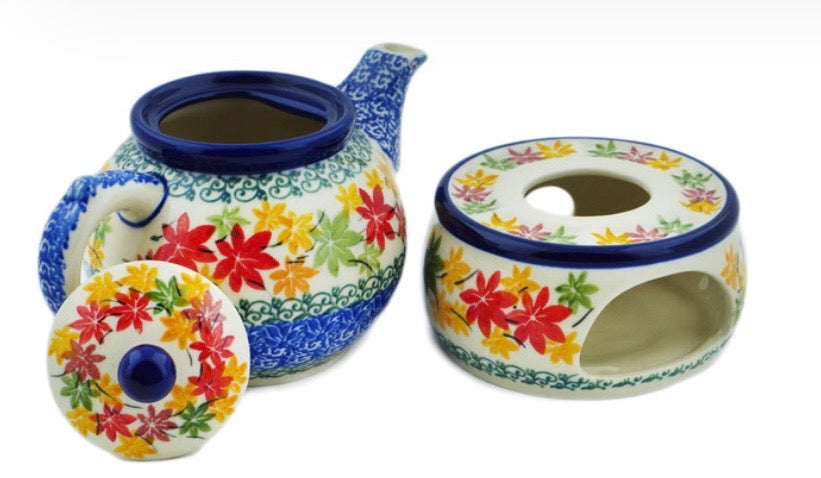 Ceramika Artystyczna, Fall Vibes, Tea or Coffee Pot with Heater 15 oz
