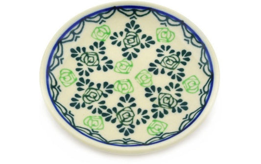 Ceramika Artystyczna, Green Cabbage Rose, Coaster/Mini Plate