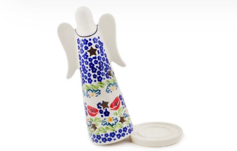 Manufaktura, Unikat, Wild Poppies, Angel Luminary Figurine 8"