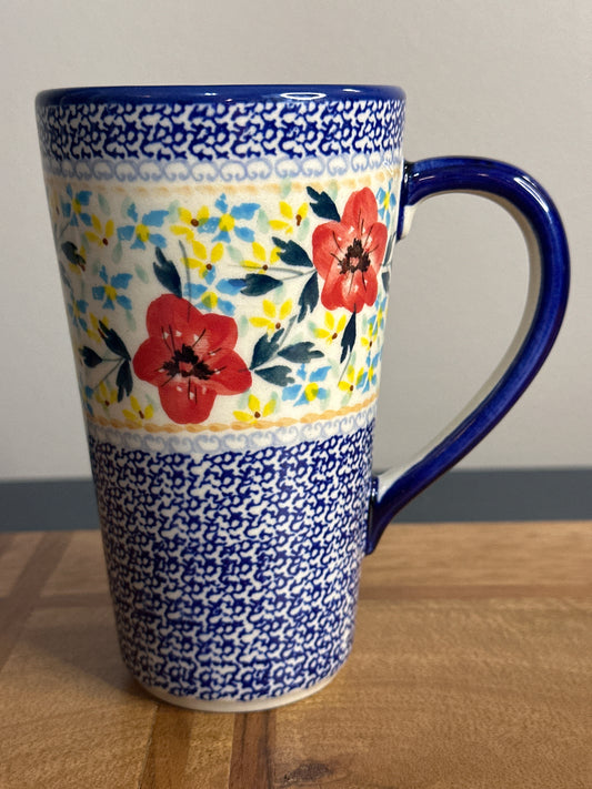 Manufaktura Polish Pottery, Signature Unikat, Rainbow Field, 14 oz.Tall Mug