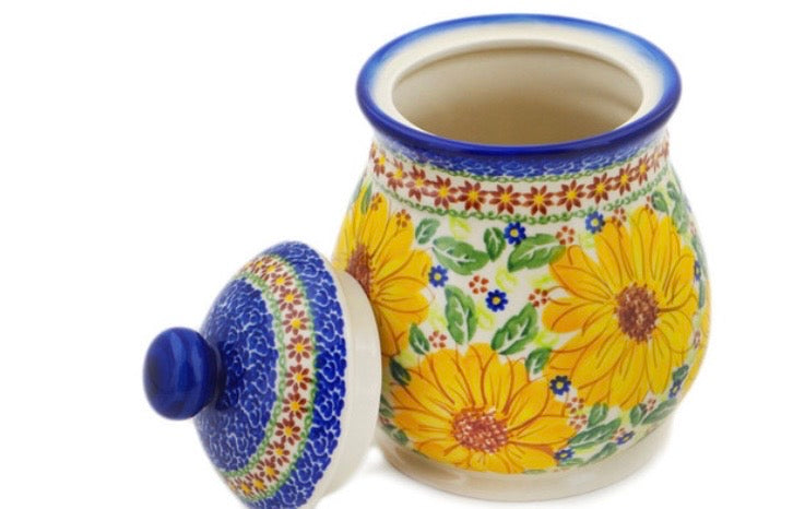 Ceramika Bona, Unikat Sunflower Yellow Petal Bliss, Jar with Lid