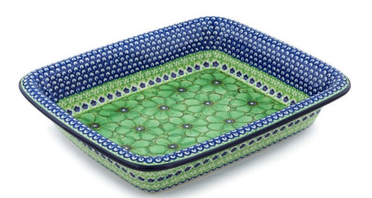 Ceramika Artystyczna, U408D, Key Lime Dreams, Rectangular Baker 14"
