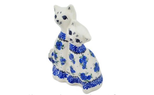 Ceramika Bona Polish Pottery, Lovely Blueberries, Cat Figurine