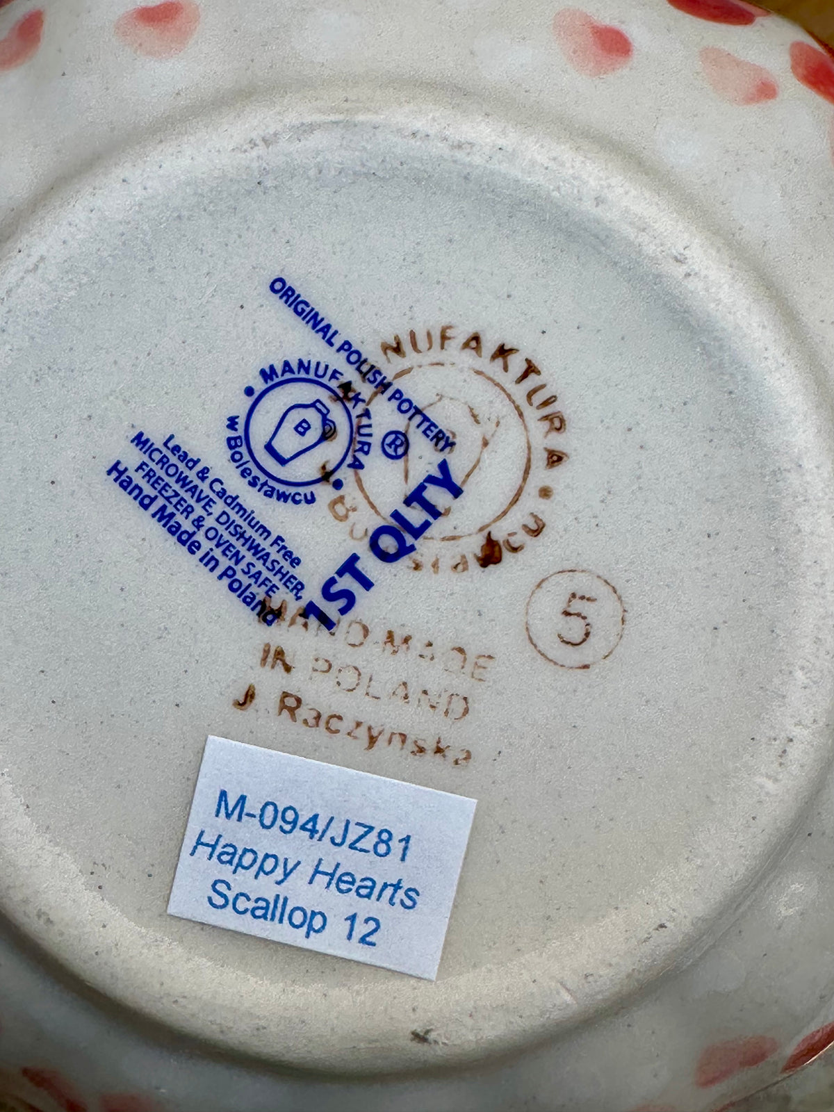 Manufaktura, Happy Hearts, Small Scalloped Bowl