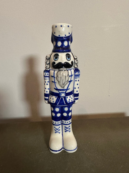Vena Medium, Blue & White Nutcracker Figurine 8" Tall