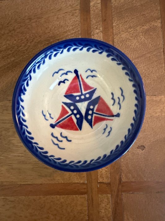 Vena Polish Pottery Sailboats Medium Dip Bowl